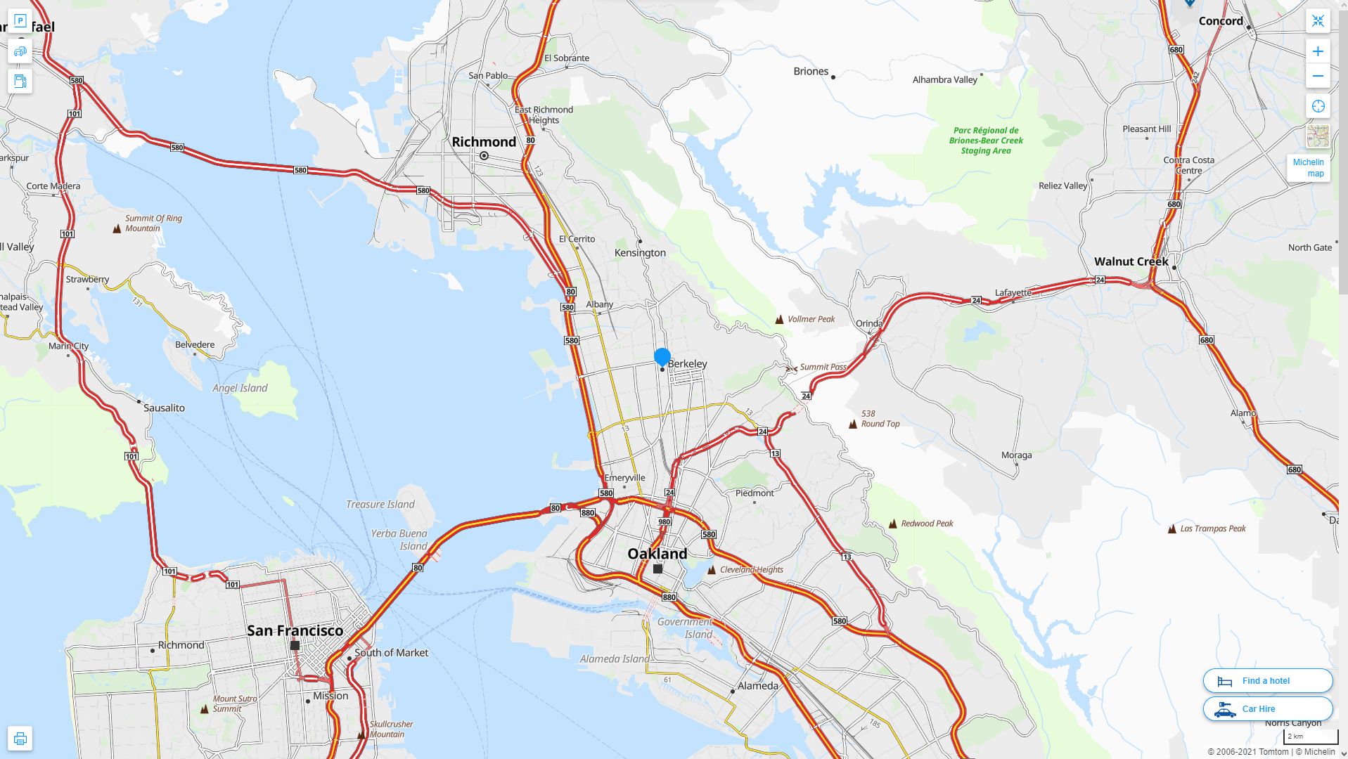 Berkeley California Highway and Road Map